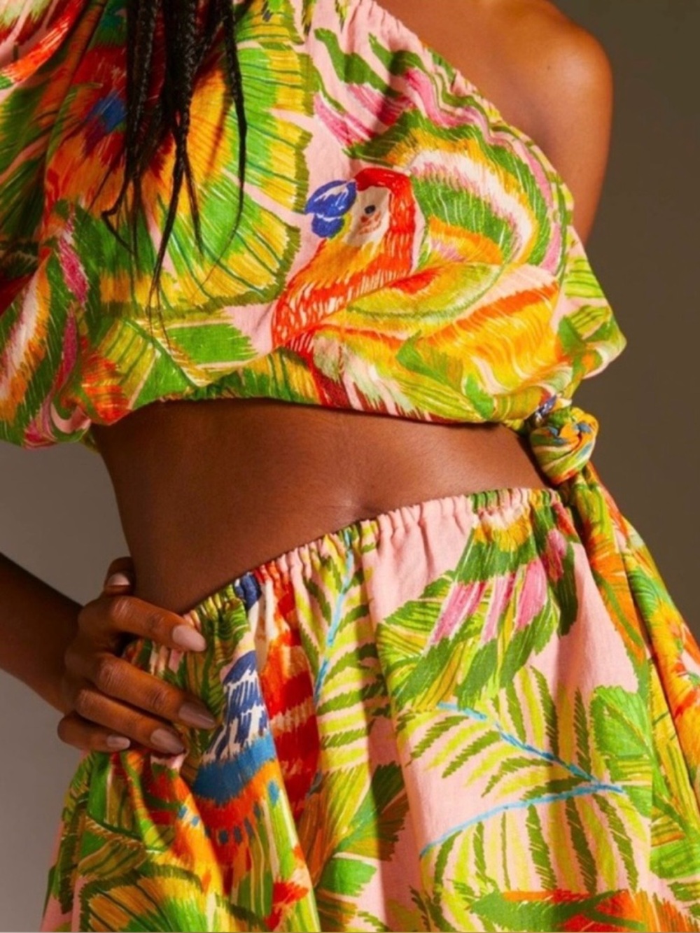Farm Rio Tropical One-Shoulder Dress